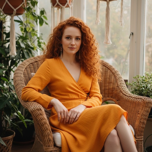 H&M Dresses & Skirts - H&M Tangerine Faux Wrap Career Dress Size S